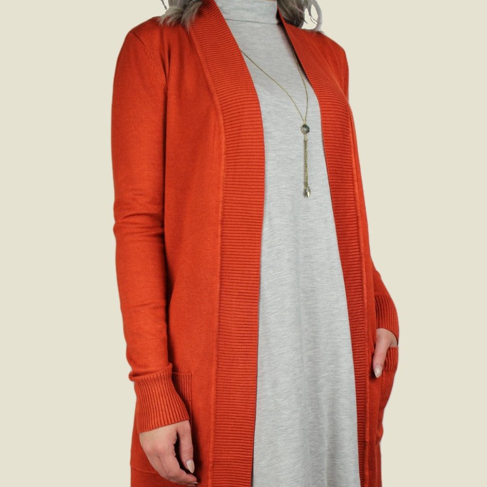 Long Rust Cardigan